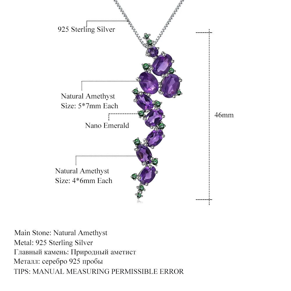 GEM'S BALLET Sterling Sliver Natural Amethyst Pendant Necklace