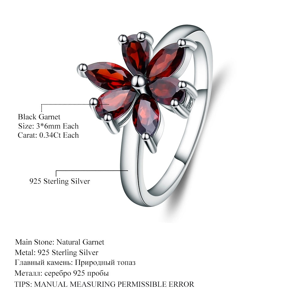 Gem Ballet Silver Garnet Ring - peacefulpluslounge