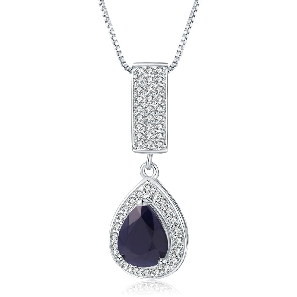 GEM'S BALLET Sterling Silver Jewelry Blue Sapphire Elegant Pendant - peacefulpluslounge