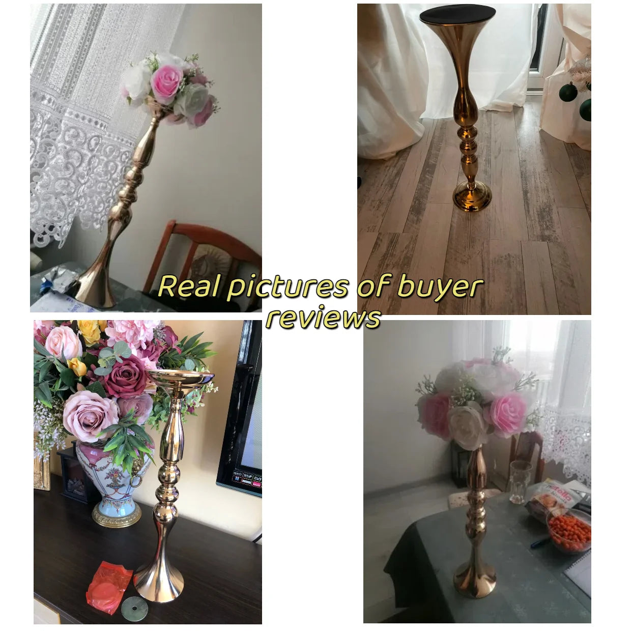 10pcs Gold Centerpieces Candle Holder Flower Stand Rack