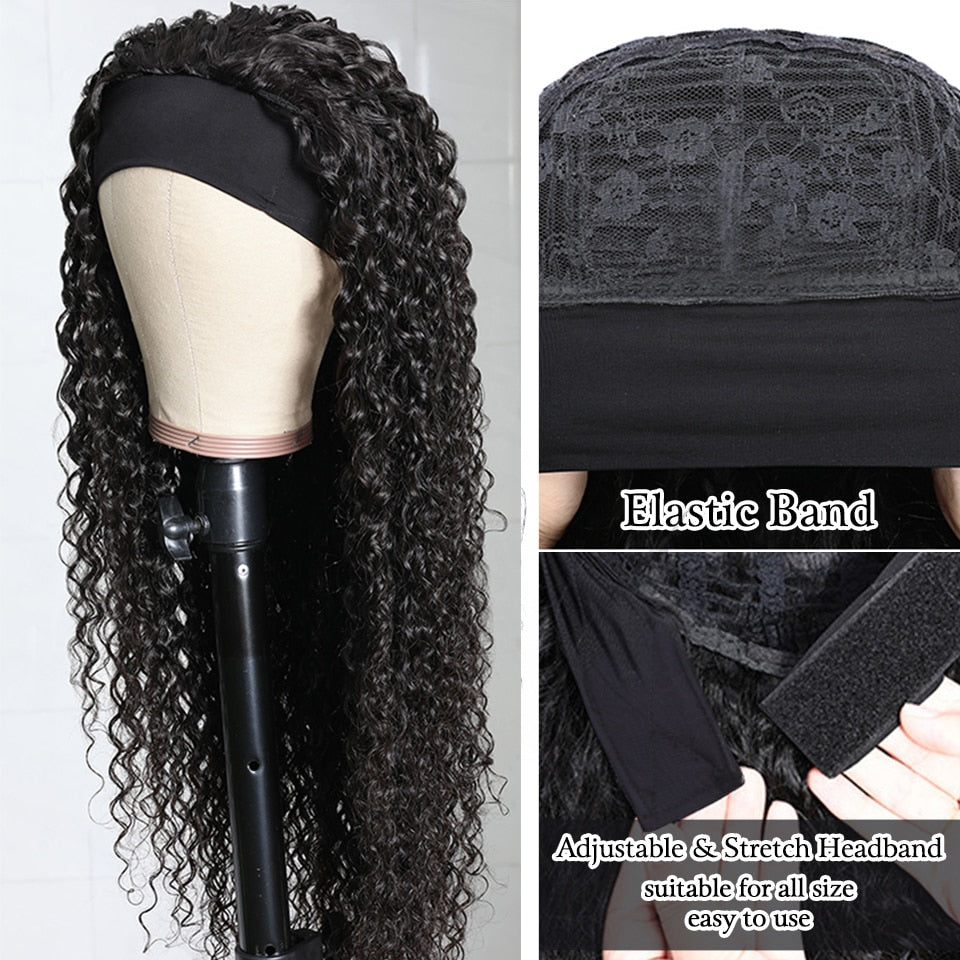 Curly Human Hair Headband Wigs For Women Human Hair Glueless - peacefulpluslounge