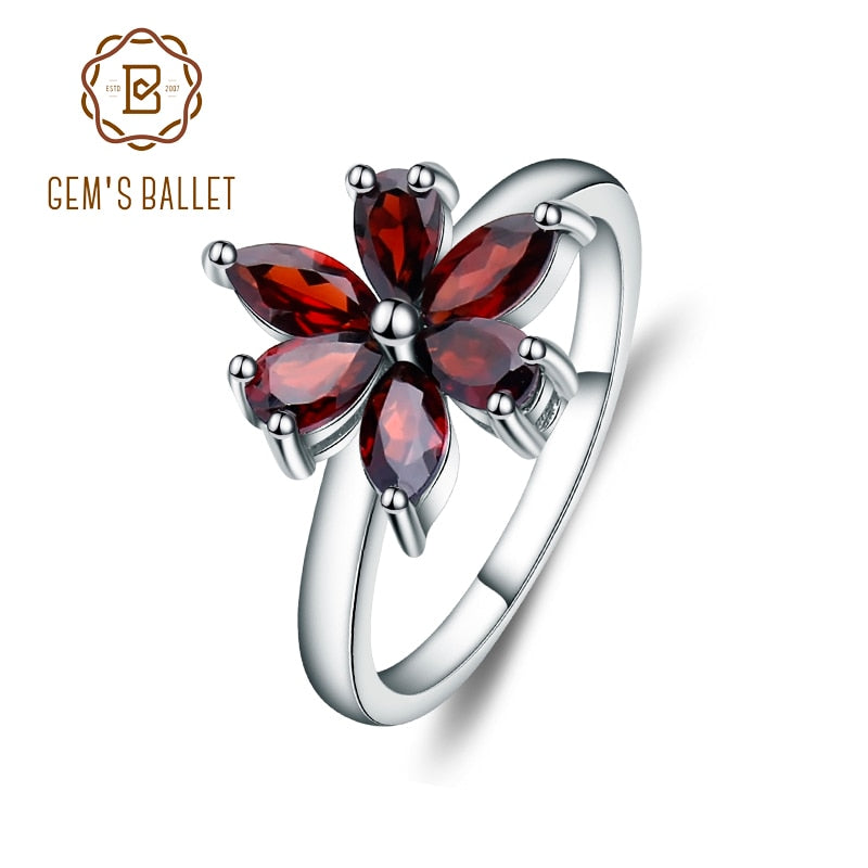 Gem Ballet Silver Garnet Ring - peacefulpluslounge